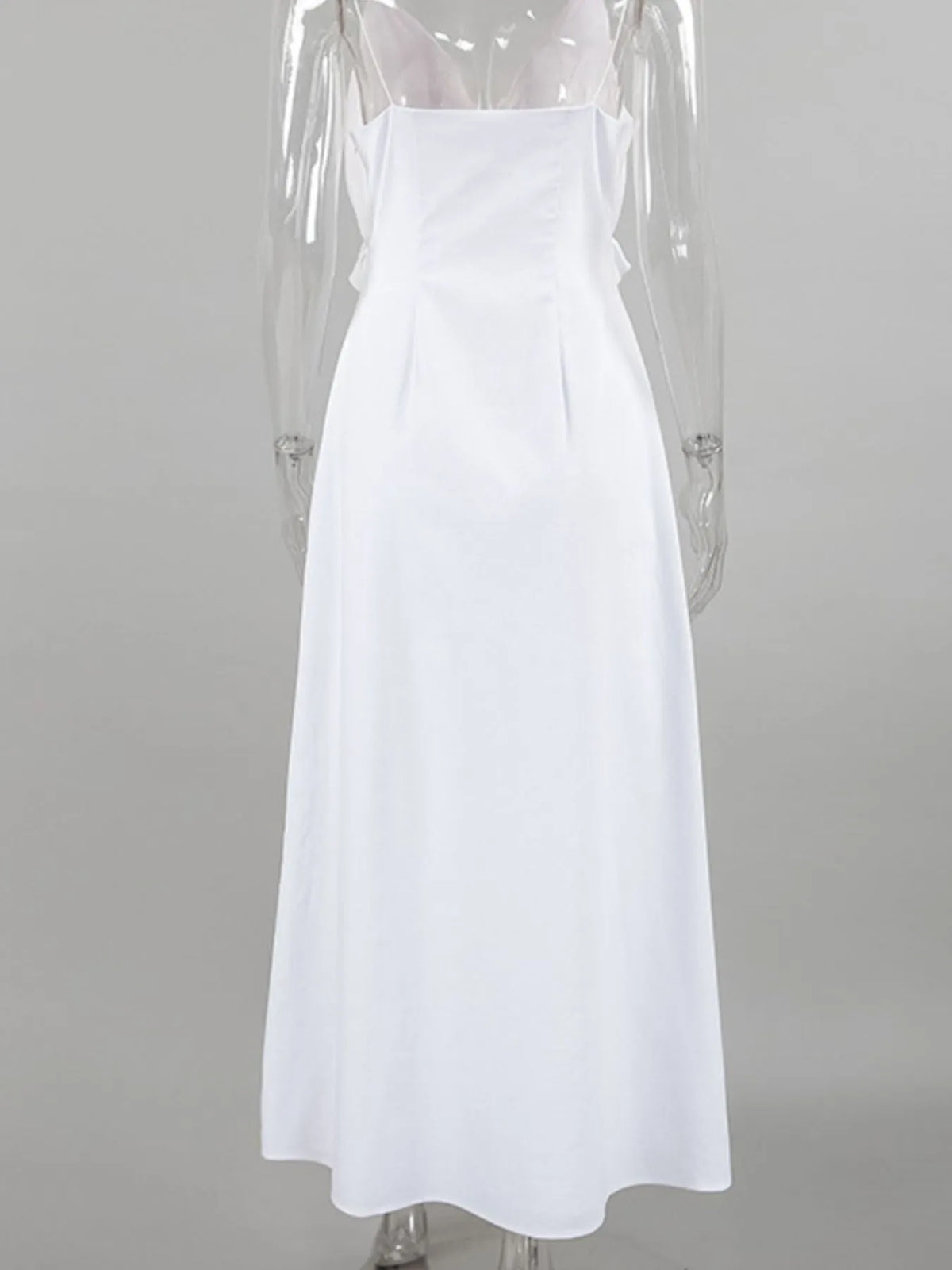 Women’s ruffled V-neck cotton maxi dress by Plush Fashion Hub, flowy boho summer dress with ruffle details and a relaxed fit.