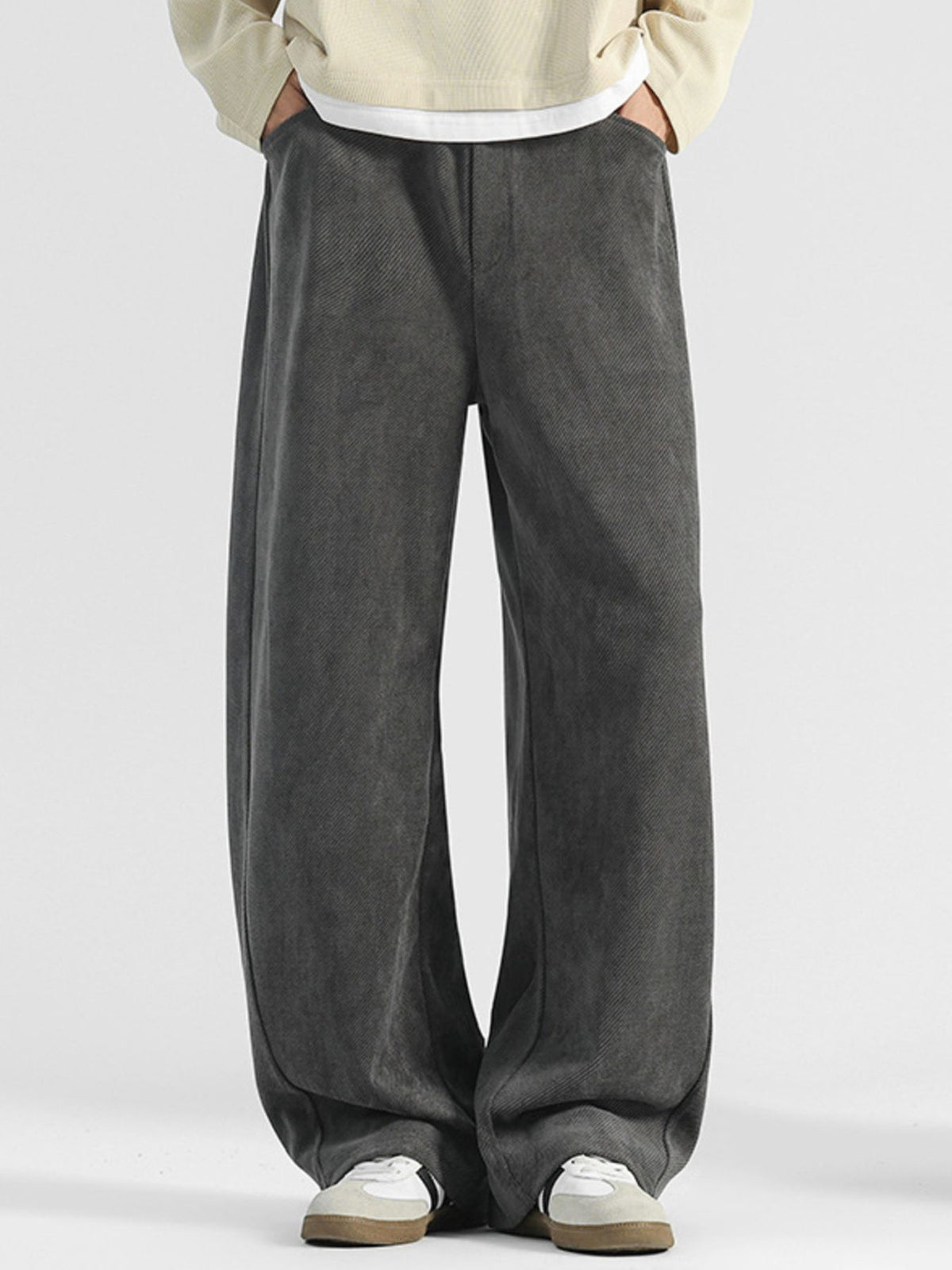 Men's plus size casual loose fit pocket pants by Plush Fashion Hub, comfortable men's trousers with functional pockets.