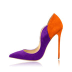 Eprolo color-block stiletto heel pumps featuring a sleek design with vibrant contrasting panels and pointed toes.