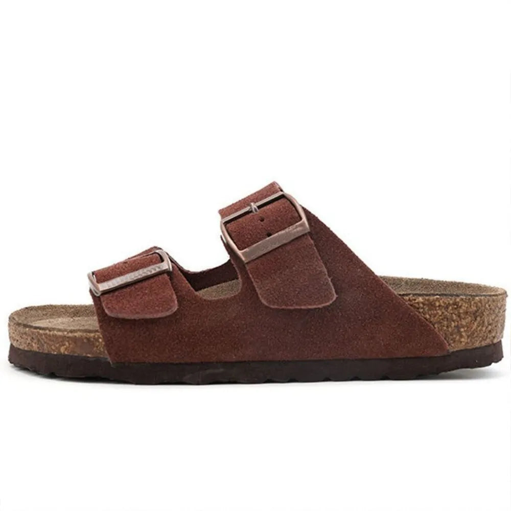 Plush Fashion Hub double buckle open toe sandals with stylish straps and comfortable sole, perfect for casual summer wear.