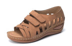 Large size European and American Velcro platform sandals by LadyShow.Store with hollow design and chunky sole.
