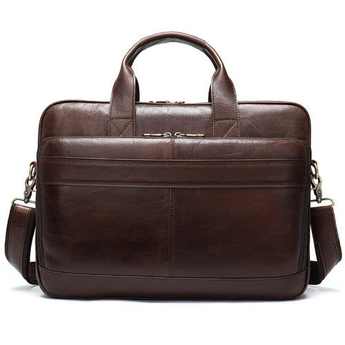 Pi-Mart men's briefcase handbag, sleek leather briefcase with sturdy handles and multiple compartments for professional use.
