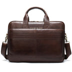 Pi-Mart men's briefcase handbag, sleek leather briefcase with sturdy handles and multiple compartments for professional use.