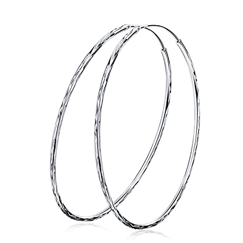 Sterling silver circle endless hoop earrings for women, stylish and elegant jewelry gift with a smooth, polished finish.
