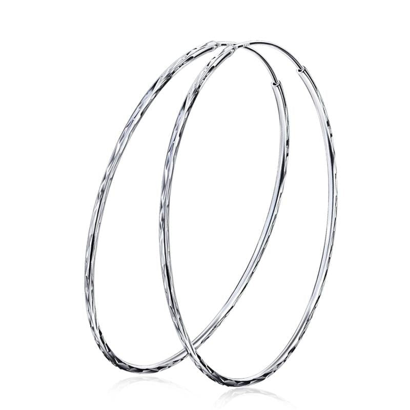 Sterling silver circle endless hoop earrings for women, stylish and elegant jewelry gift by LadyShow.Store.