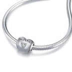 Sterling silver heart zircon charm bracelet and necklace for mother, featuring elegant jewelry design by LadyShow.