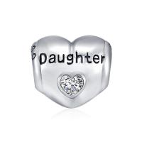 Sterling silver heart zircon charm bracelet and necklace for mother, featuring a delicate design and sparkling zircon stones.