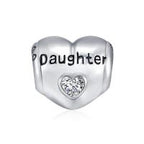 Sterling silver heart zircon charm bracelet and necklace for mother, featuring a delicate design and sparkling zircon stones.
