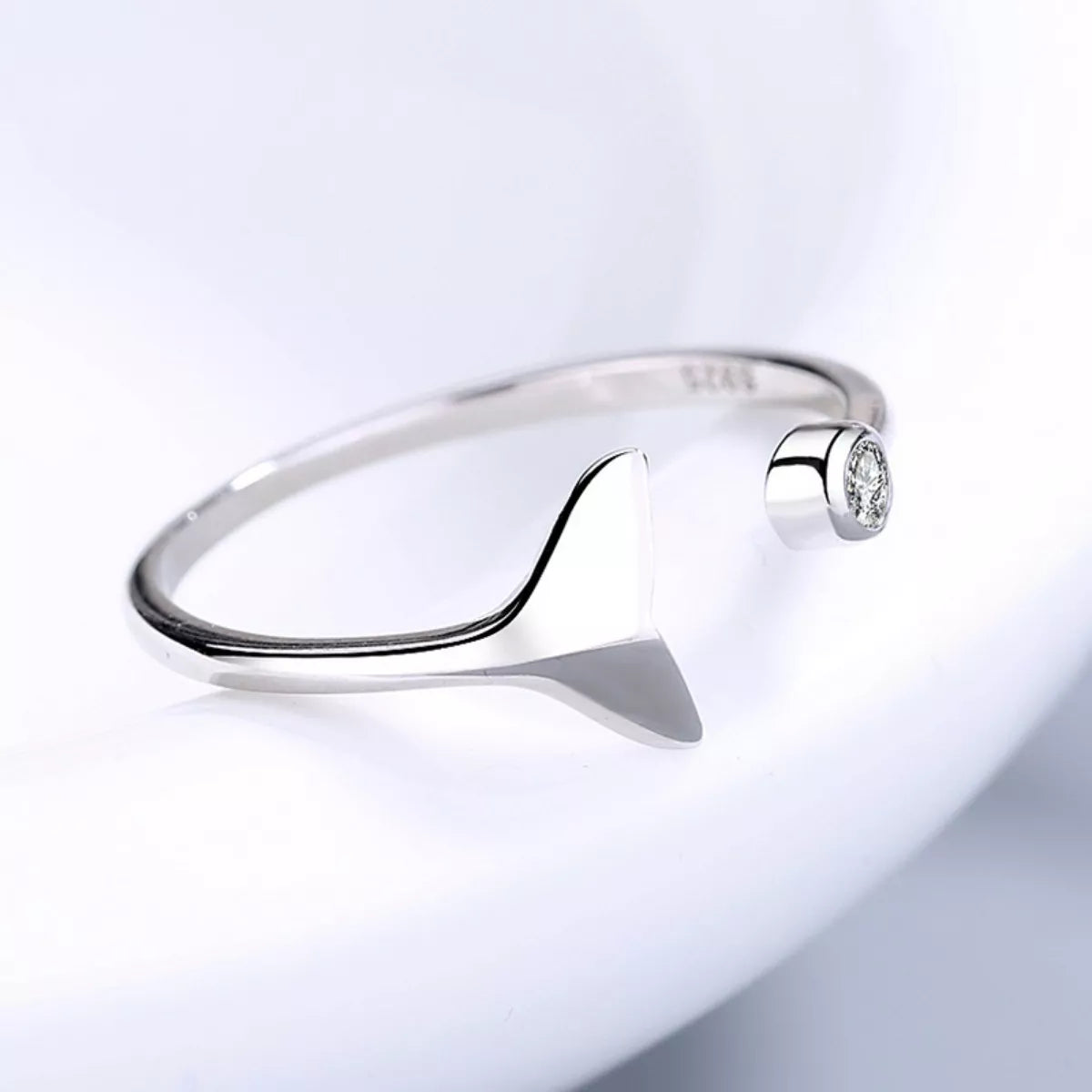 Sterling silver whale tail ring from Plush Fashion Hub, featuring a detailed marine-inspired design for ocean lovers.
