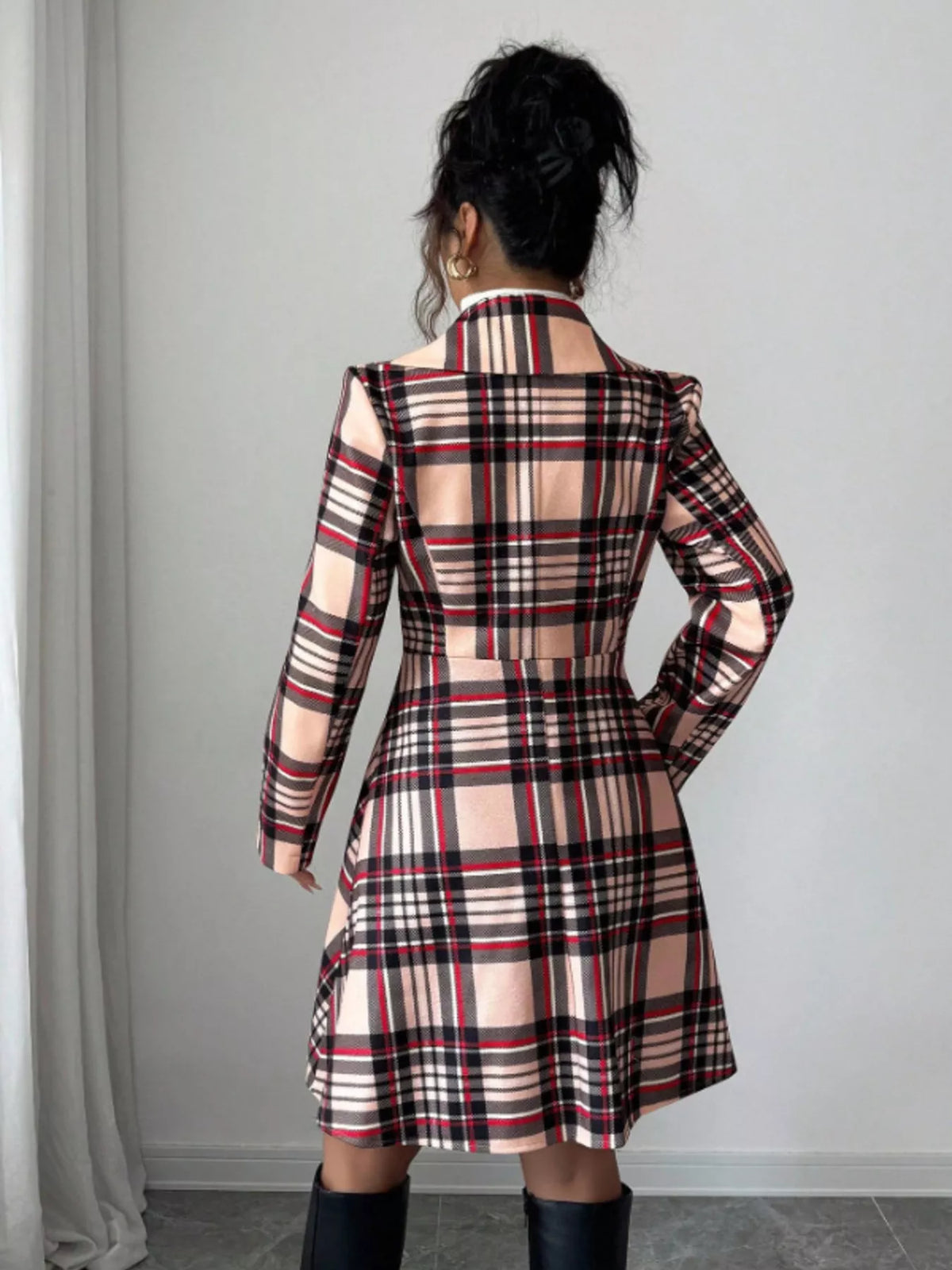 Simply Love plaid button-up long sleeve coat with classic plaid pattern and button-front closure, perfect for casual fall wear.
