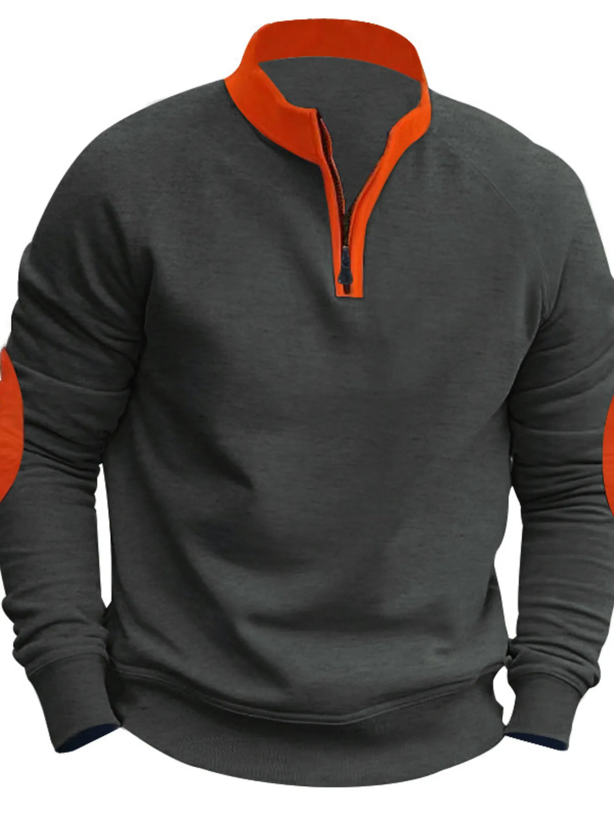 Men's plus size quarter-zip sweatshirt with contrast trim, trendy and comfortable, by Trendsi.
