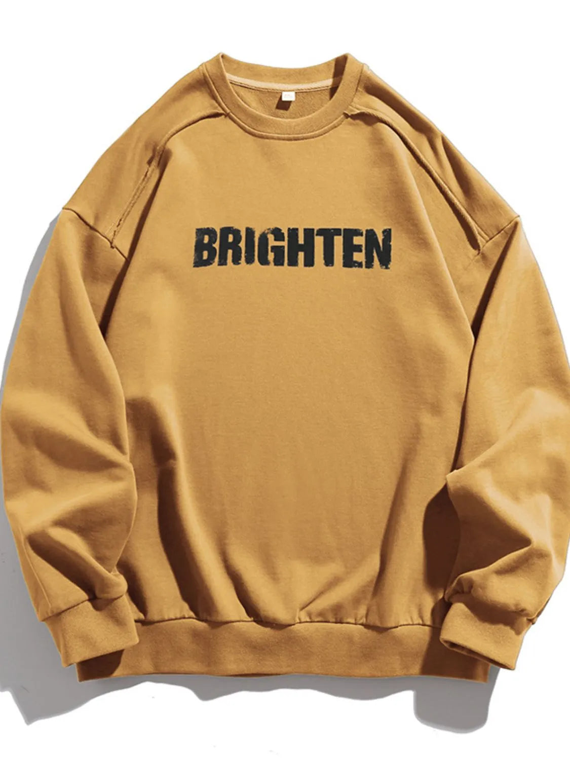Men's long sleeve sweatshirt with letter graphic design, round neck, from Trendsi, featuring a comfortable casual fit.
