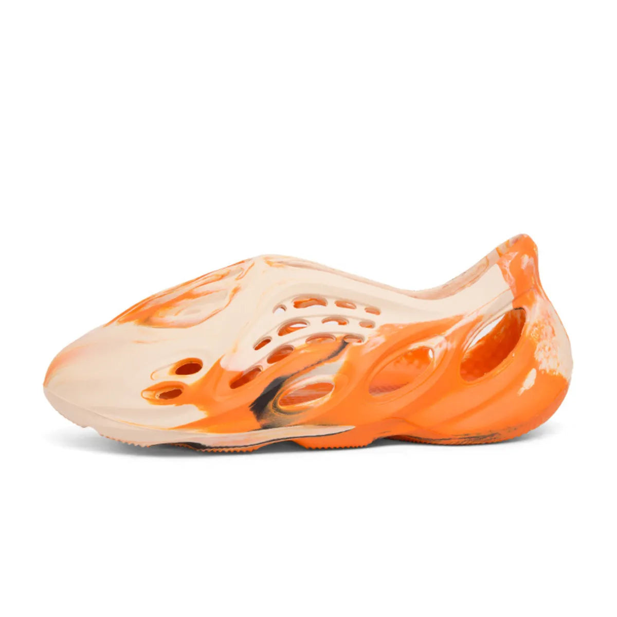 Plush Fashion Hub hollow-out flat sandals featuring open toes and stylish cut-out design in neutral color.