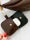 PU Leather Shoulder Bag with EarPods bag, medium size, stylish and convenient accessory.