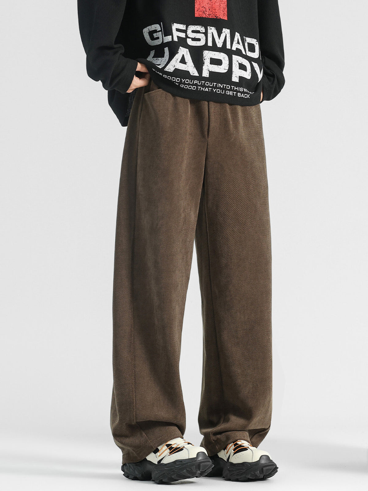 Plus size men's casual loose fit pocket pants by Plush Fashion Hub, showing relaxed fit and front pockets.