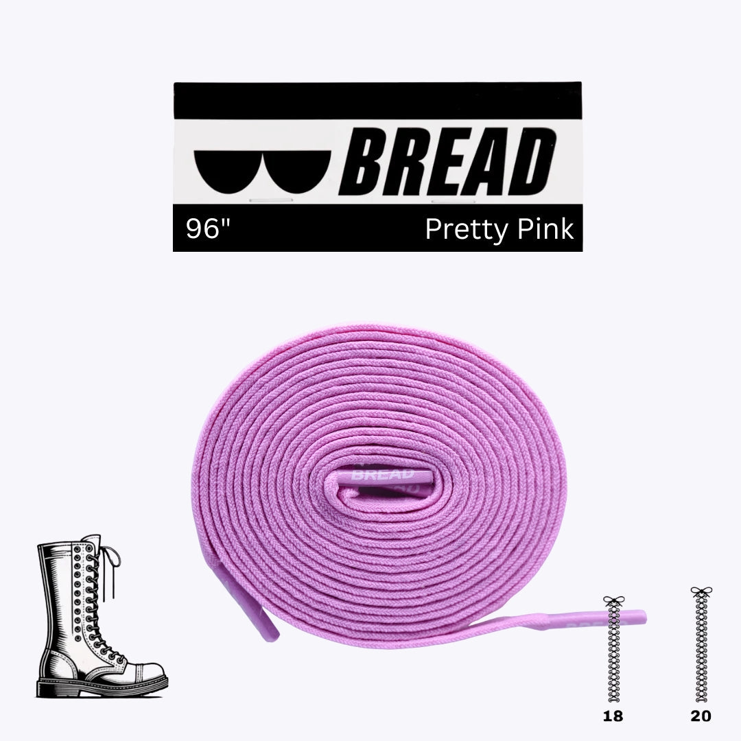 Pink elastic shoelace by Bread, featuring soft stretch material and secure fit, ideal for comfortable sneaker lacing.
