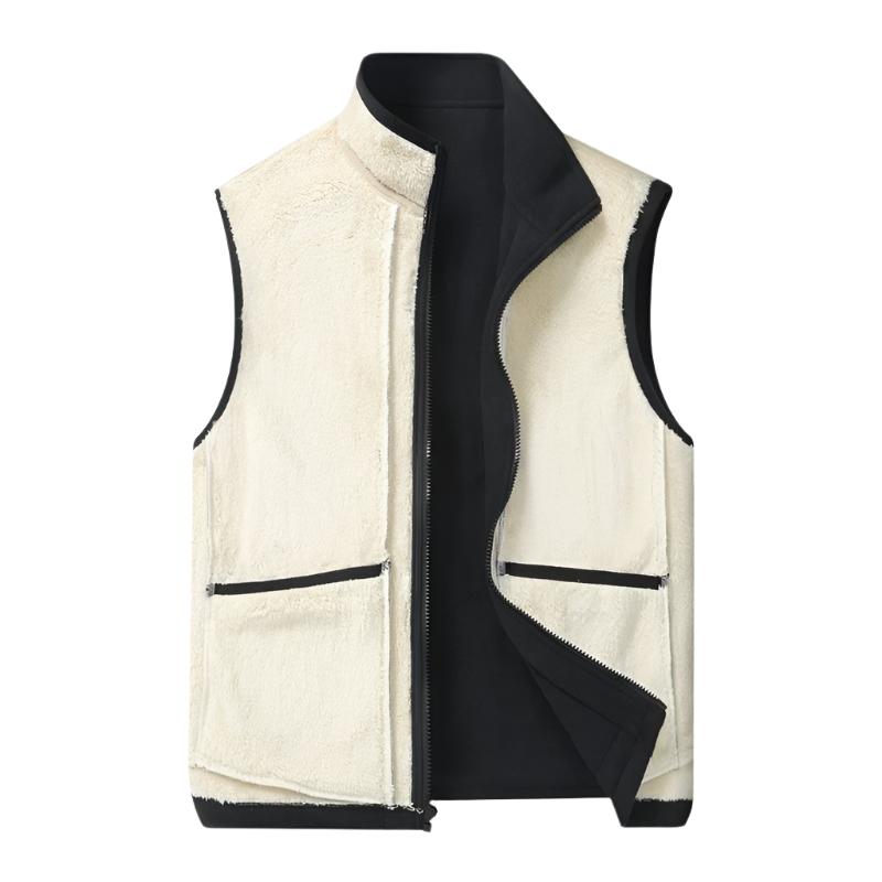 Men's wool winter vest with fleece lining in solid color design.