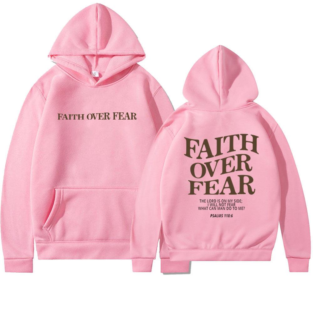 Faith Over Fear Men's And Women's Hoodies SweaterEmbrace your faith with our Faith Over Fear hoodies! Available in multiple colors and sizes, these hoodies feature a stylish letter pattern and top-stitched pockets.SweaterPlush Fashions ShopPlush Fashion Shop