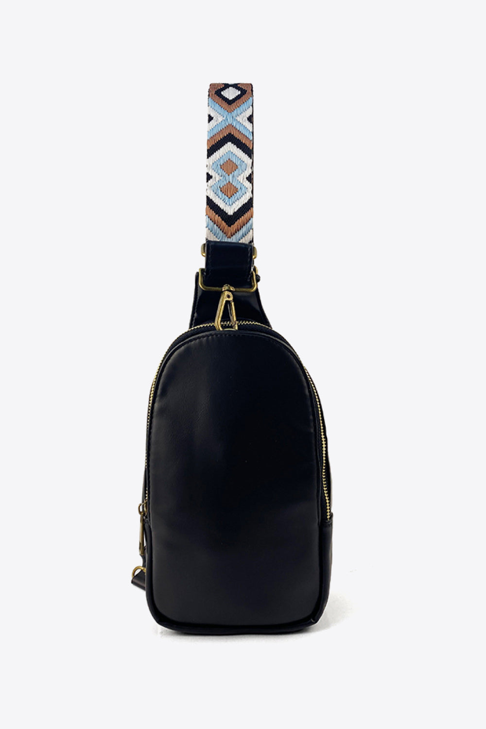 Trendsi random pattern adjustable strap PU leather sling bag with multiple compartments and stylish design.
