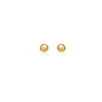 14k yellow gold round stud earrings, 5mm size, classic jewelry featuring sparkling gold studs with butterfly backs.