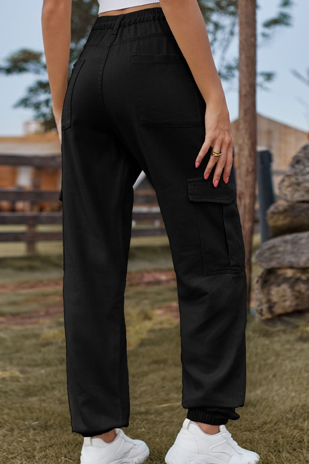 Long denim jeans with pockets from Plush Fashion Hub, featuring a classic blue wash and relaxed fit.