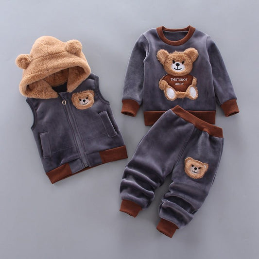 Boys And Girls Fashion Casual Three Pieces SetElevate your child's style with our Boys And Girls Fashion Casual Three Pieces Set. Made from soft and warm cotton, this set is perfect for autumn and winter. It feaInfant setPlush Fashions ShopPlush Fashion Shop