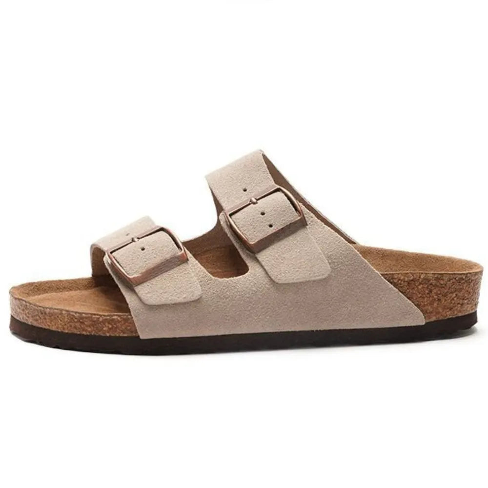 Plush Fashion Hub double buckle open toe sandals with adjustable straps and chunky heel, perfect for casual summer wear.
