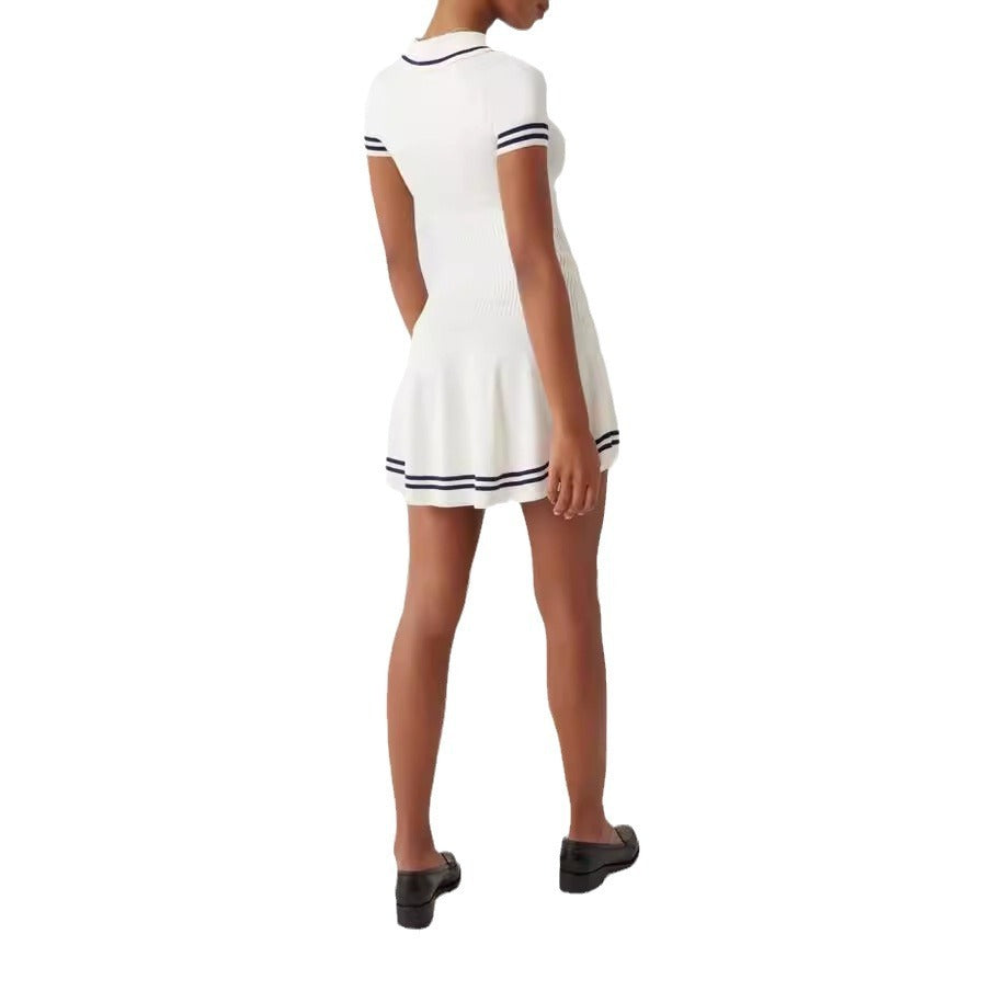 Women’s striped knit midi dress by FitiqueFit, casualwear featuring a fitted silhouette and stylish horizontal stripe pattern.