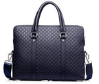 Pi-Mart men's business briefcase made of leather with handles and a shoulder strap for professional office use.