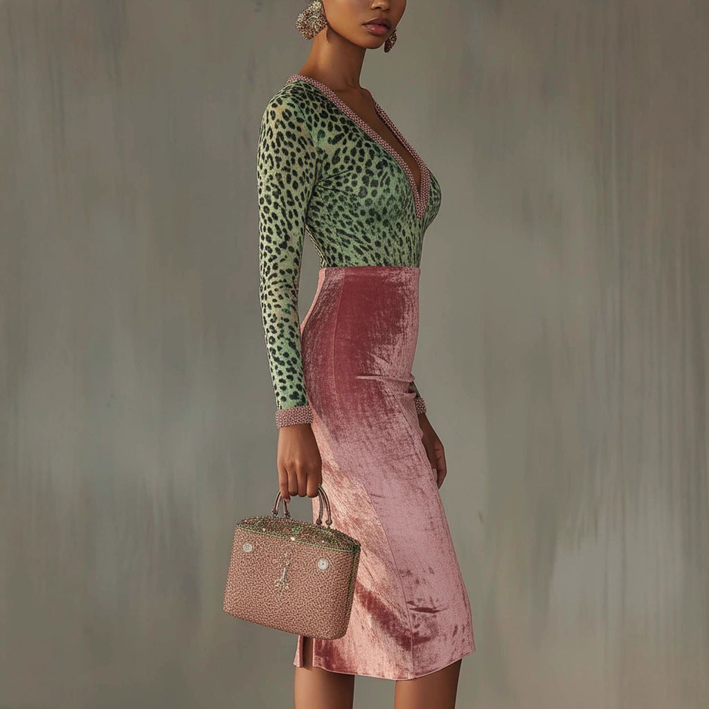 Shiny, stretchy velvet bodycon high-waist mermaid skirt by LadyShow.Store, showcasing its form-fitting design and glossy finish.