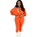 eprolo modern zip-front long sleeve two-piece set, stylish tops with a front zipper and long sleeves, casual and comfortable design