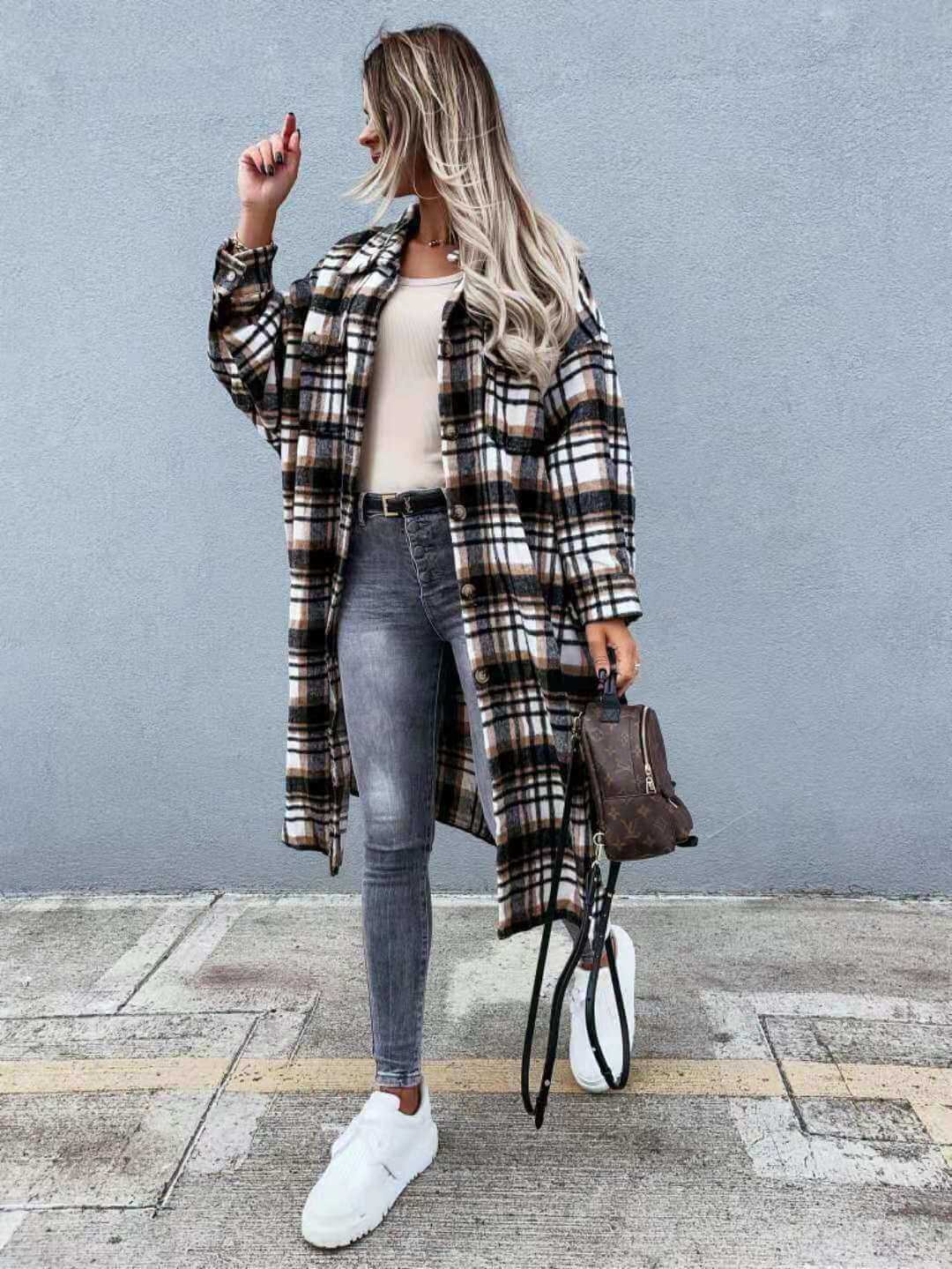 New Style Lengthened Plaid Shirt Women's Clothing - Plush Fashion Shop #