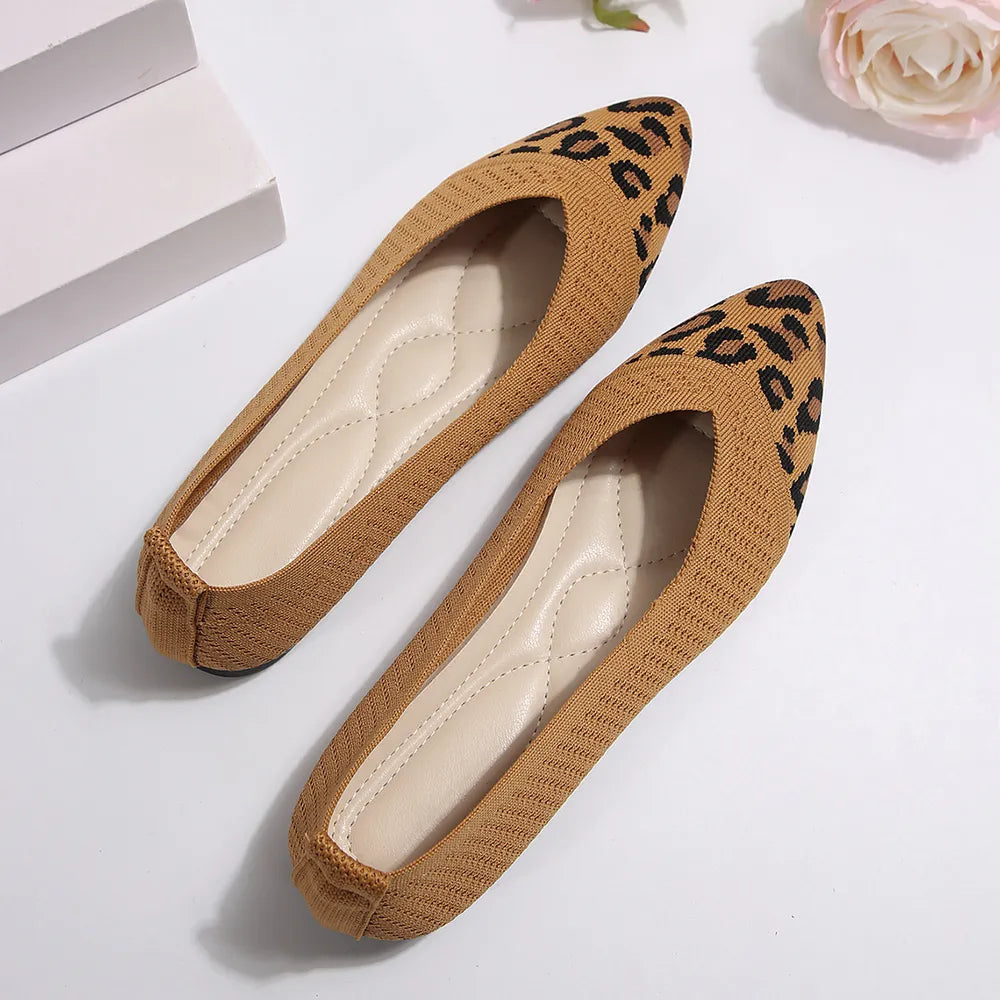 Point toe mesh slip-on flats from Trendsi, stylish and comfortable footwear with breathable mesh material and sleek design.
