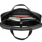 Pi-Mart men's horizontal briefcase with large capacity, 17-inch computer bag, crafted from first layer cowhide leather.