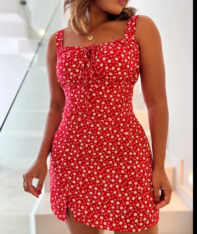 Women's sleeveless floral print straight-leg cropped jumpsuit by FitiqueFit, perfect for casualwear, shown in a relaxed fit style.