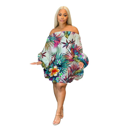 Off Shoulder Satin Printed Bat Sleeve DressThis Off Shoulder Satin Printed Bat Sleeve Dress is a versatile and stylish addition to your wardrobe. The lantern skirt and high waist design create a flattering siDressPlush Fashions ShopPlush Fashion Shop