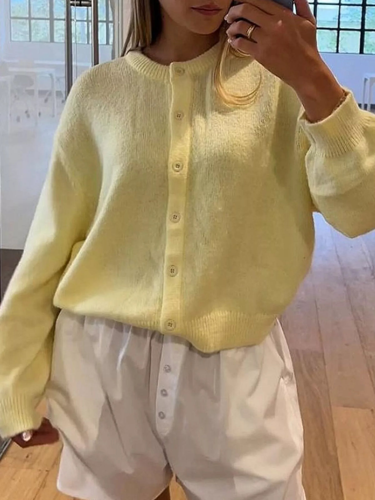 Simply Love button-down knit cardigan featuring a cozy, textured fabric and classic design, displayed on a neutral background.