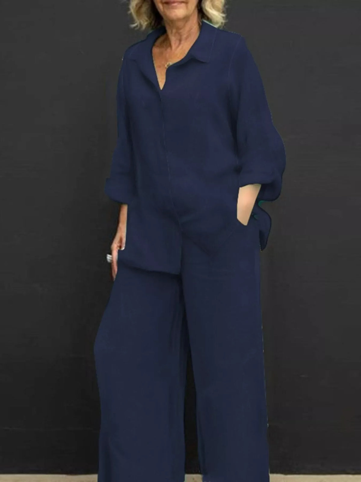 Plus size plush fashion hub loungewear set with long sleeve shirt and matching pants, comfortable and stylish for relaxed wear