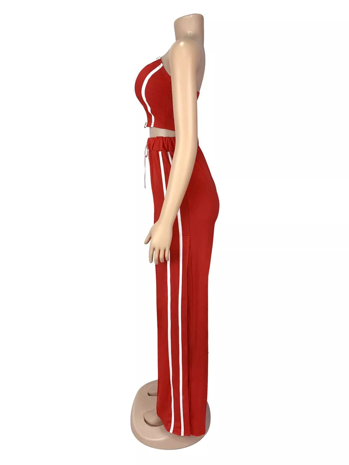 Plush Fashion Hub sleeveless tube top and wide-leg pants set, stylish summer outfit, shown on a model with a neutral background.