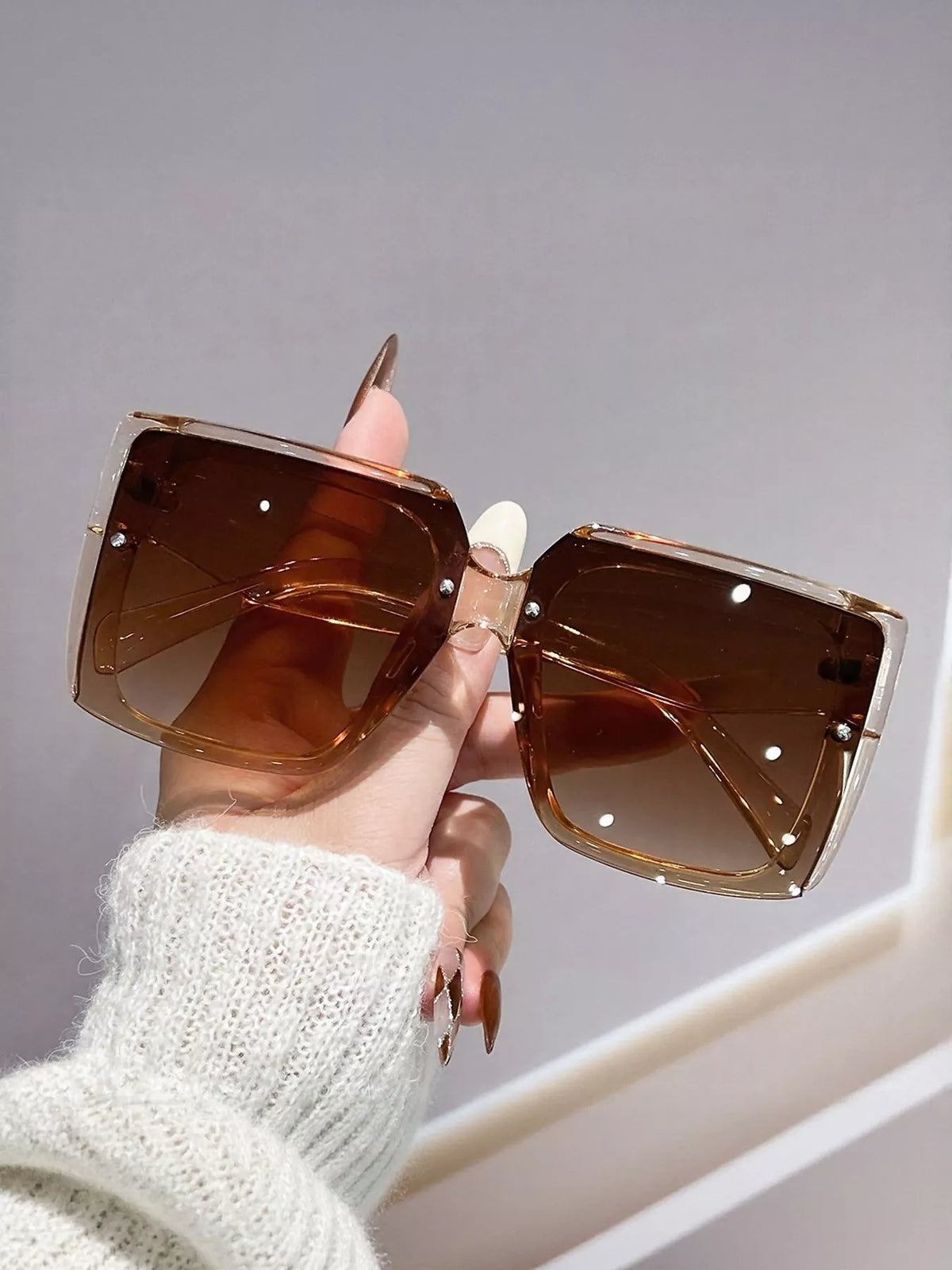 Oversized gradient square sunglasses by Plush Fashion Hub, featuring bold frame and tinted lenses, stylish accessories for sunny days.