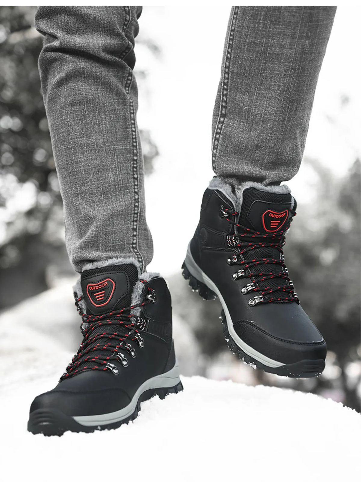 Men's lace-up ankle boots from Plush Fashion Hub, stylish footwear with a sleek design and sturdy soles.