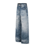 Light blue gradient washed high-rise denim jeans from eprolo with a relaxed fit and classic five-pocket design.
