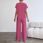 Ethereal Chiffon Pleated Two-Piece Loungewear Set