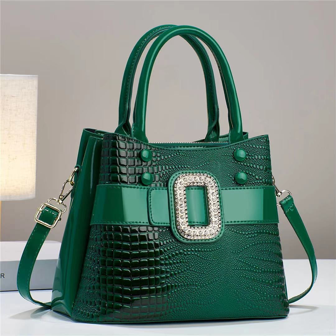 Lizard Patterned Mini Bucket Crossbody Bag with Zipper