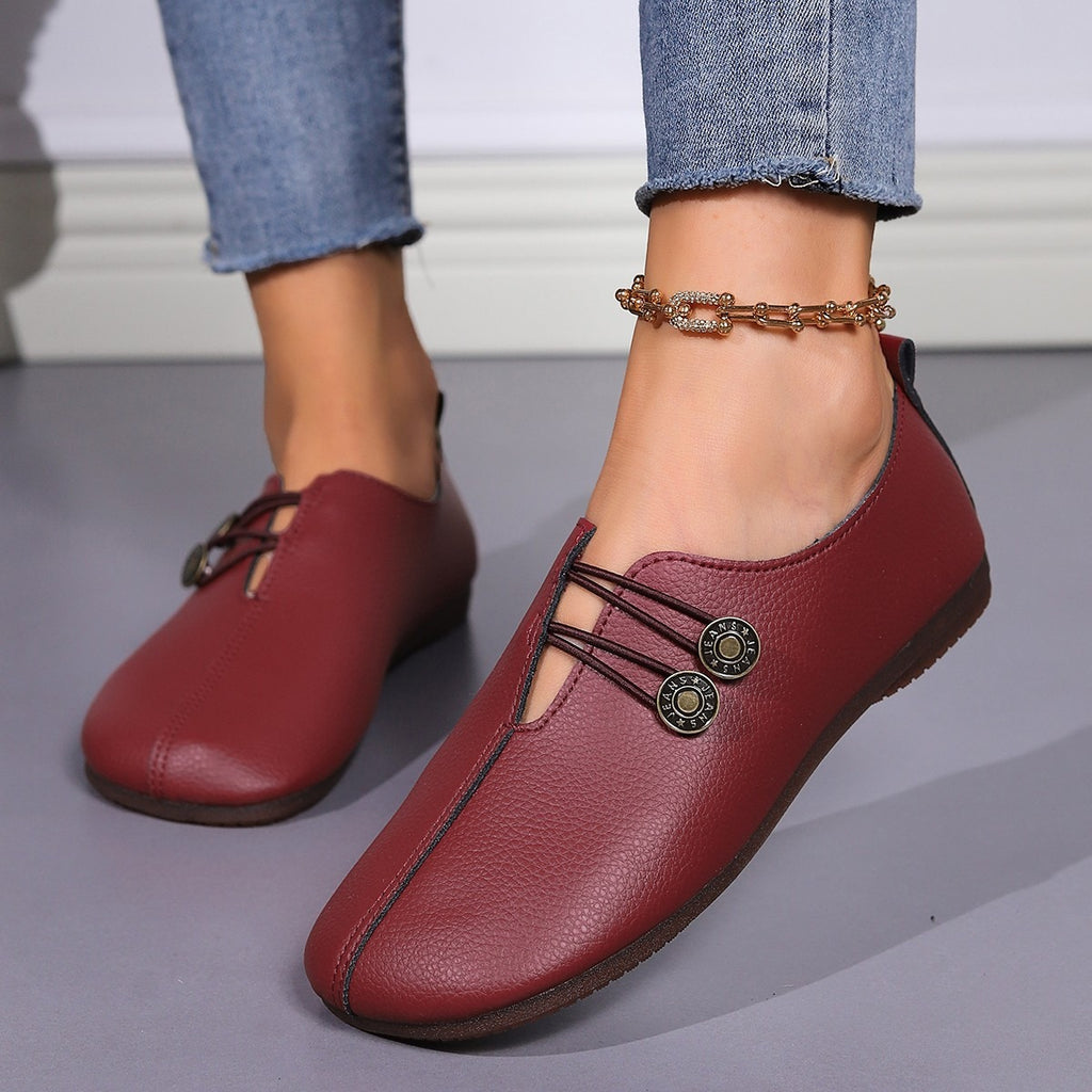 Modern Square-Toe Button Loafers