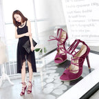 Elegant Roman high heel peep toe sandals for women by Trendy Attic Store01, showcasing open toe design and stylish heel.
