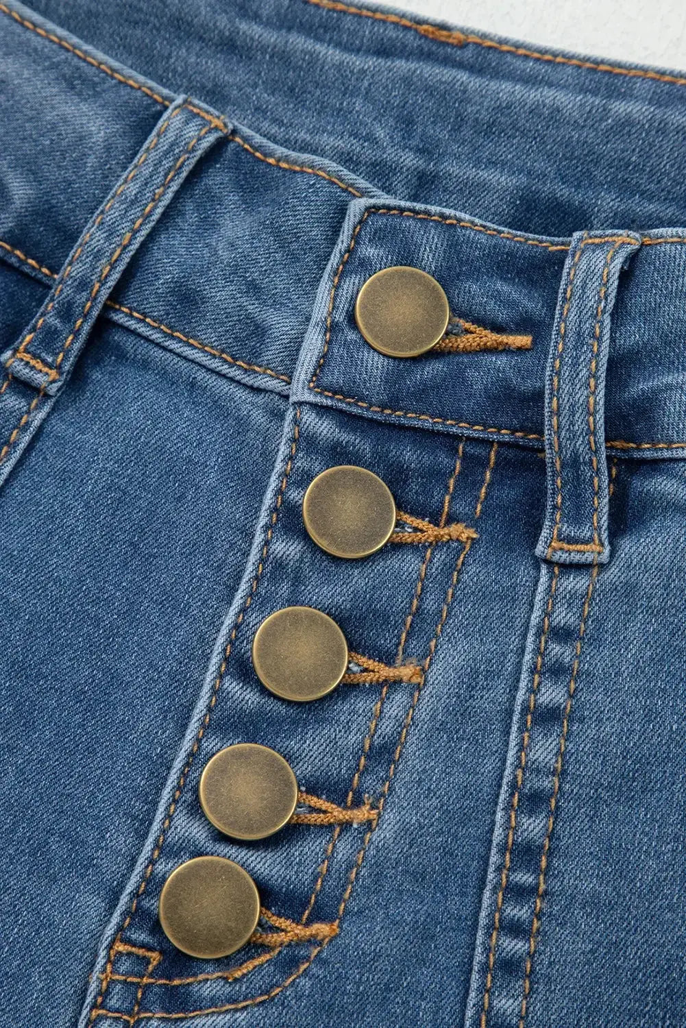 Light blue Aleah waistwide leg jeans from Threaded Pear with a high-rise fit and classic five-pocket design.