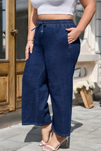 Analeia wide-leg casual plus jeans by Threaded Pear, featuring relaxed fit and stylish design for comfortable everyday wear.