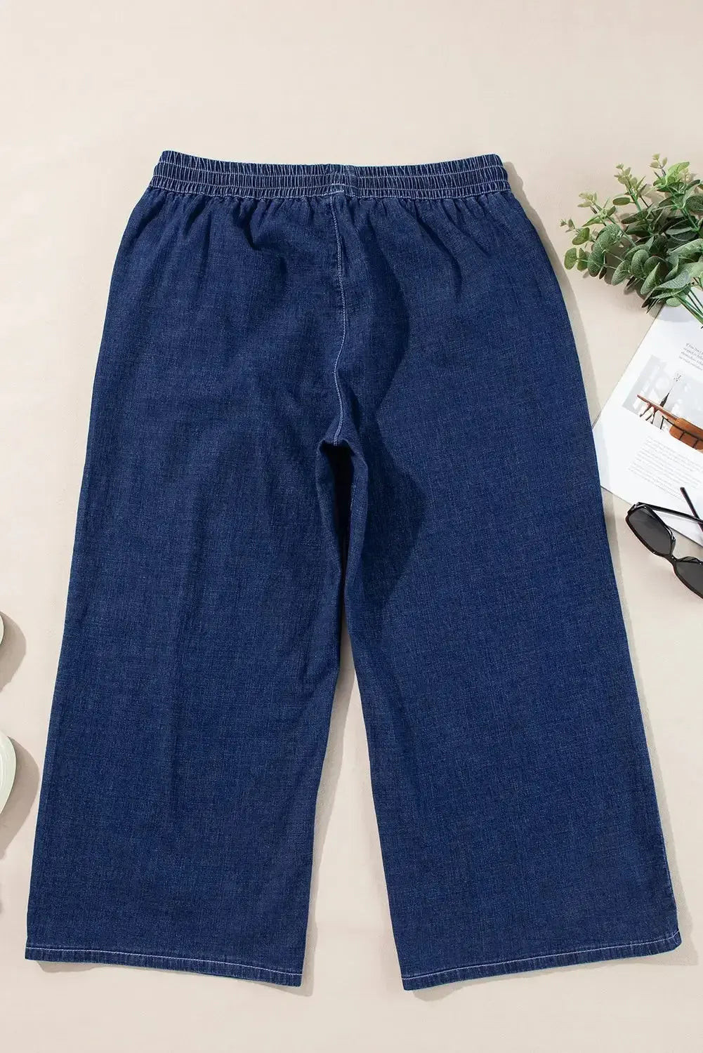 Analeia wide-leg casual plus jeans by Threaded Pear, featuring a relaxed fit and classic denim style.