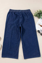 Analeia wide-leg casual plus jeans by Threaded Pear, featuring a relaxed fit and classic denim style.